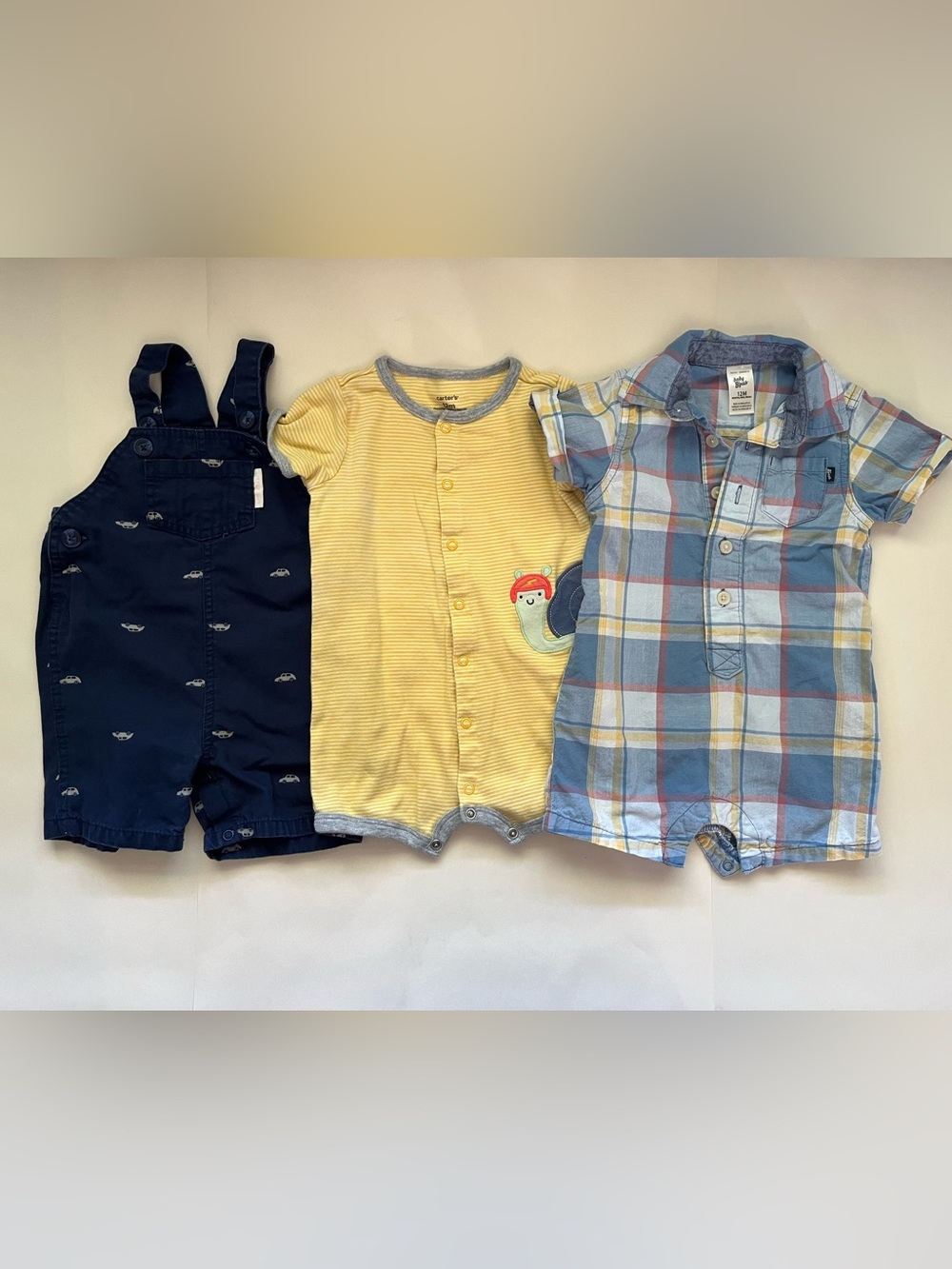 Carter's and Baby B’ Gosh Navy, Yellow & Blue Baby One-Piece Trio